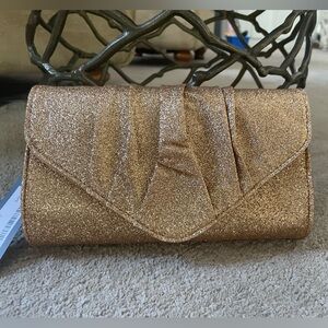 Glamorous Gold Evening Clutch, 8.5x2x5”